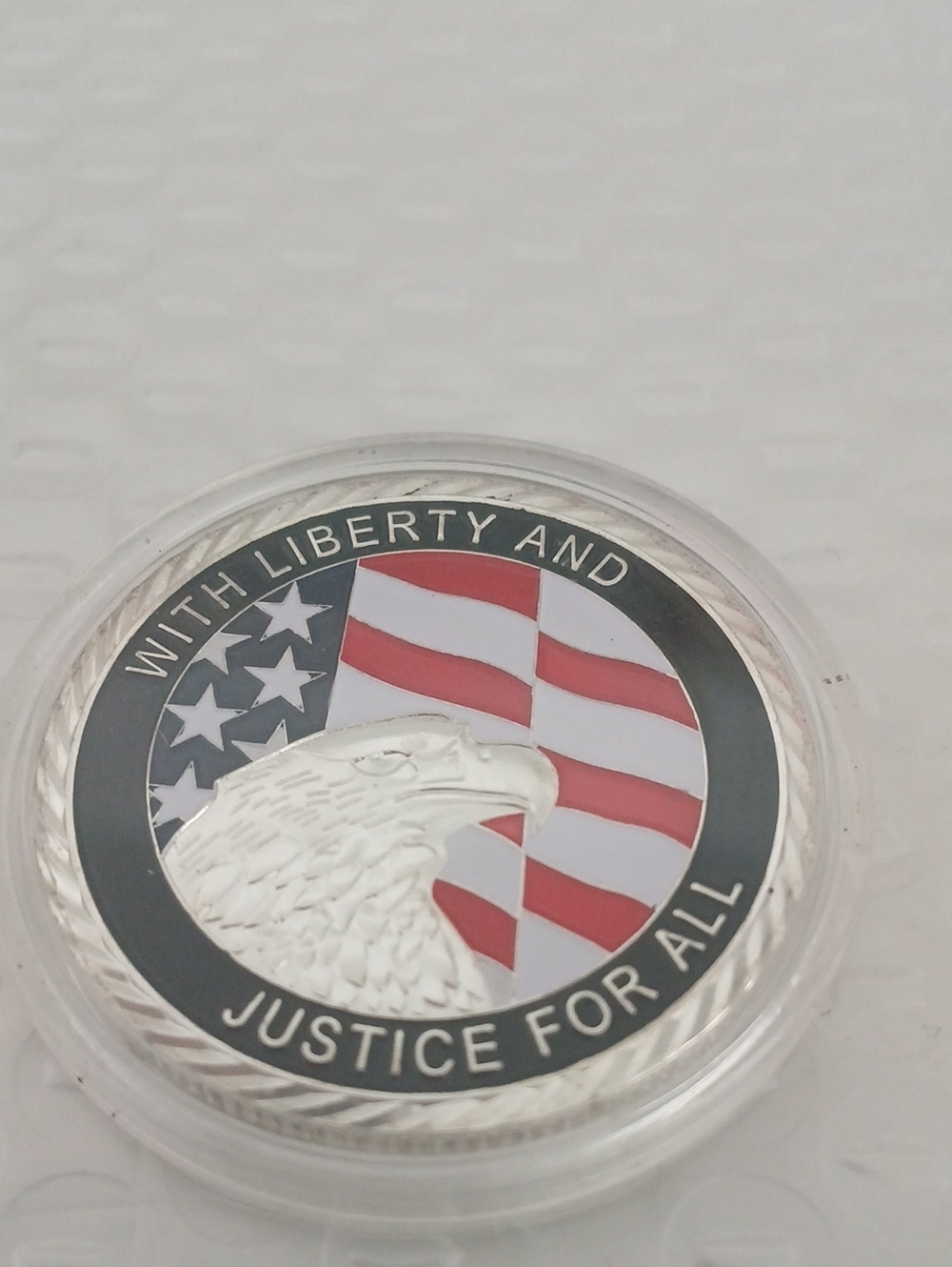 Patriotic Bald Eagle Challenge Coin - Justice For All